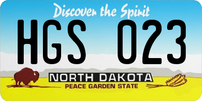 ND license plate HGS023