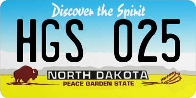 ND license plate HGS025