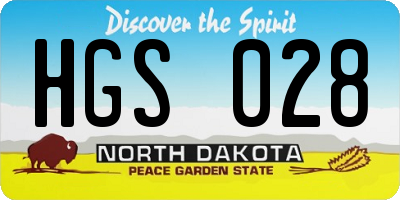 ND license plate HGS028