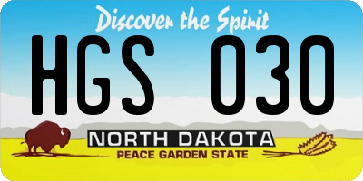 ND license plate HGS030