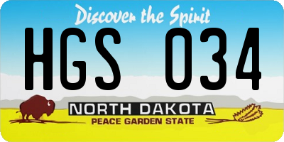 ND license plate HGS034
