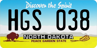 ND license plate HGS038