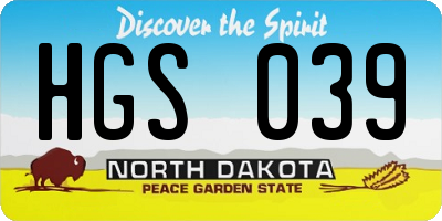 ND license plate HGS039