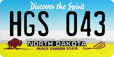 ND license plate HGS043