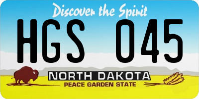 ND license plate HGS045