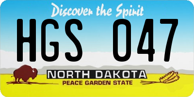 ND license plate HGS047