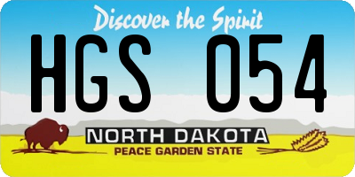 ND license plate HGS054