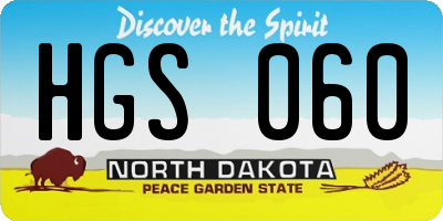 ND license plate HGS060