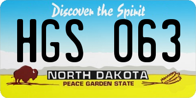 ND license plate HGS063