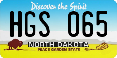 ND license plate HGS065