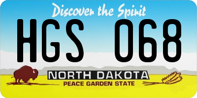 ND license plate HGS068