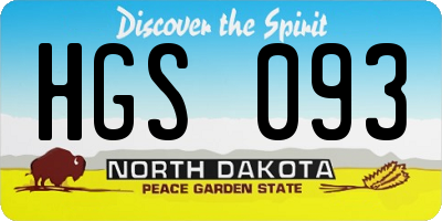 ND license plate HGS093