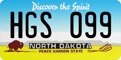 ND license plate HGS099
