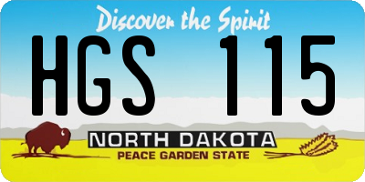 ND license plate HGS115
