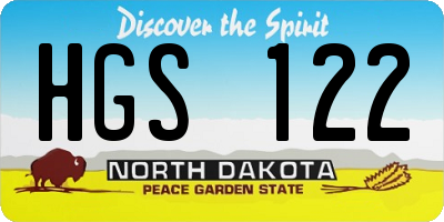 ND license plate HGS122