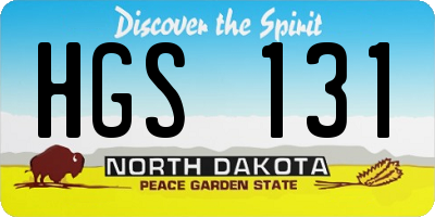 ND license plate HGS131