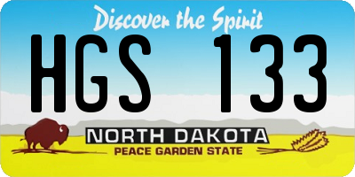 ND license plate HGS133