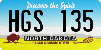 ND license plate HGS135