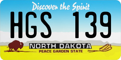 ND license plate HGS139