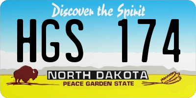 ND license plate HGS174