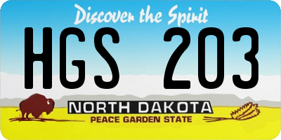 ND license plate HGS203