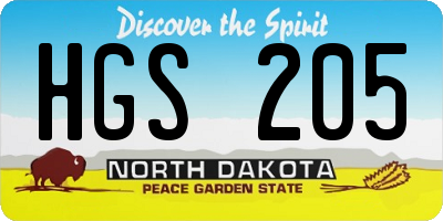ND license plate HGS205