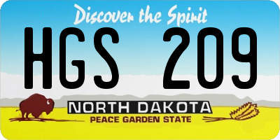 ND license plate HGS209