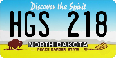 ND license plate HGS218