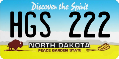ND license plate HGS222