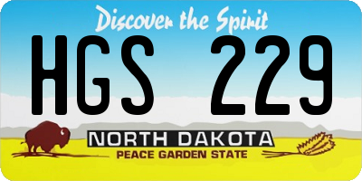 ND license plate HGS229