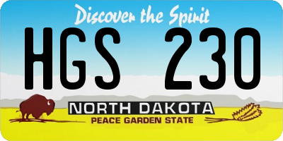 ND license plate HGS230