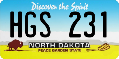 ND license plate HGS231