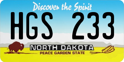 ND license plate HGS233