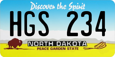 ND license plate HGS234