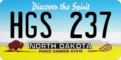 ND license plate HGS237