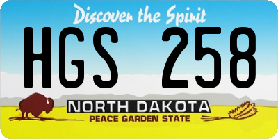 ND license plate HGS258