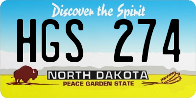 ND license plate HGS274