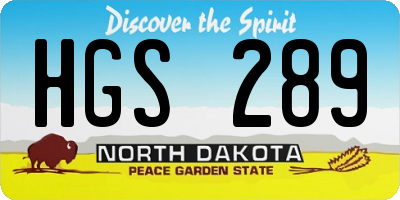 ND license plate HGS289