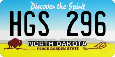 ND license plate HGS296