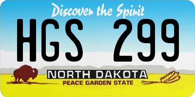 ND license plate HGS299
