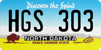 ND license plate HGS303