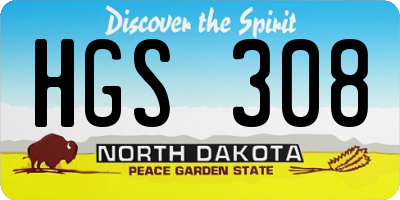 ND license plate HGS308