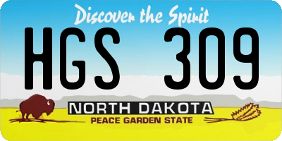 ND license plate HGS309