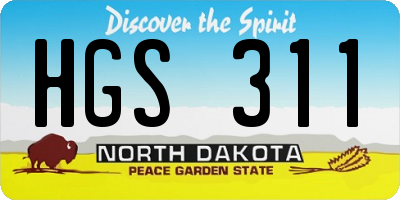 ND license plate HGS311