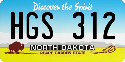 ND license plate HGS312