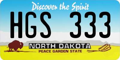 ND license plate HGS333
