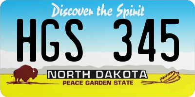 ND license plate HGS345