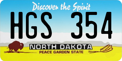 ND license plate HGS354