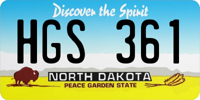 ND license plate HGS361