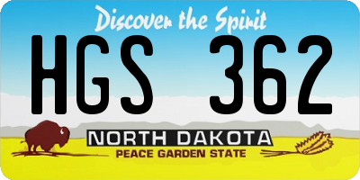 ND license plate HGS362
